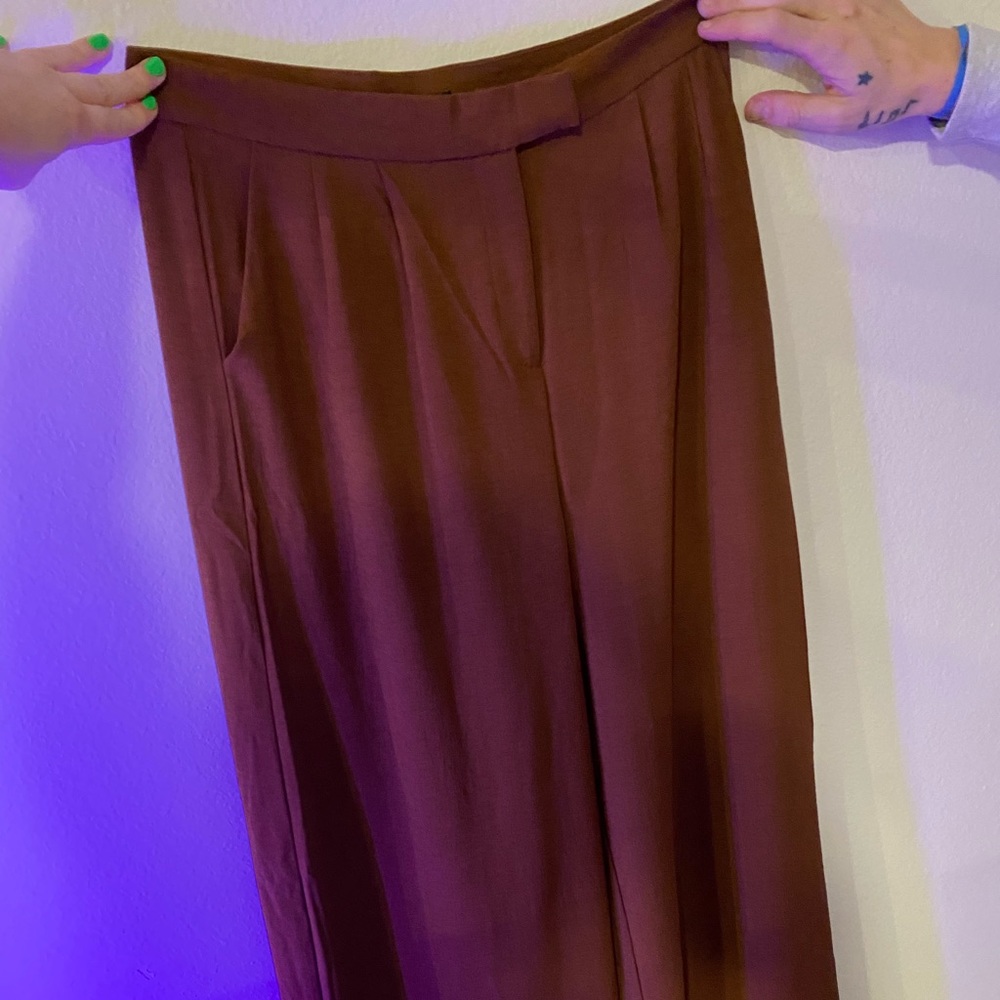 Textured Tailored Wide Leg Pants